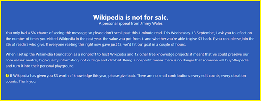 Why I should of donated to Wikipedia