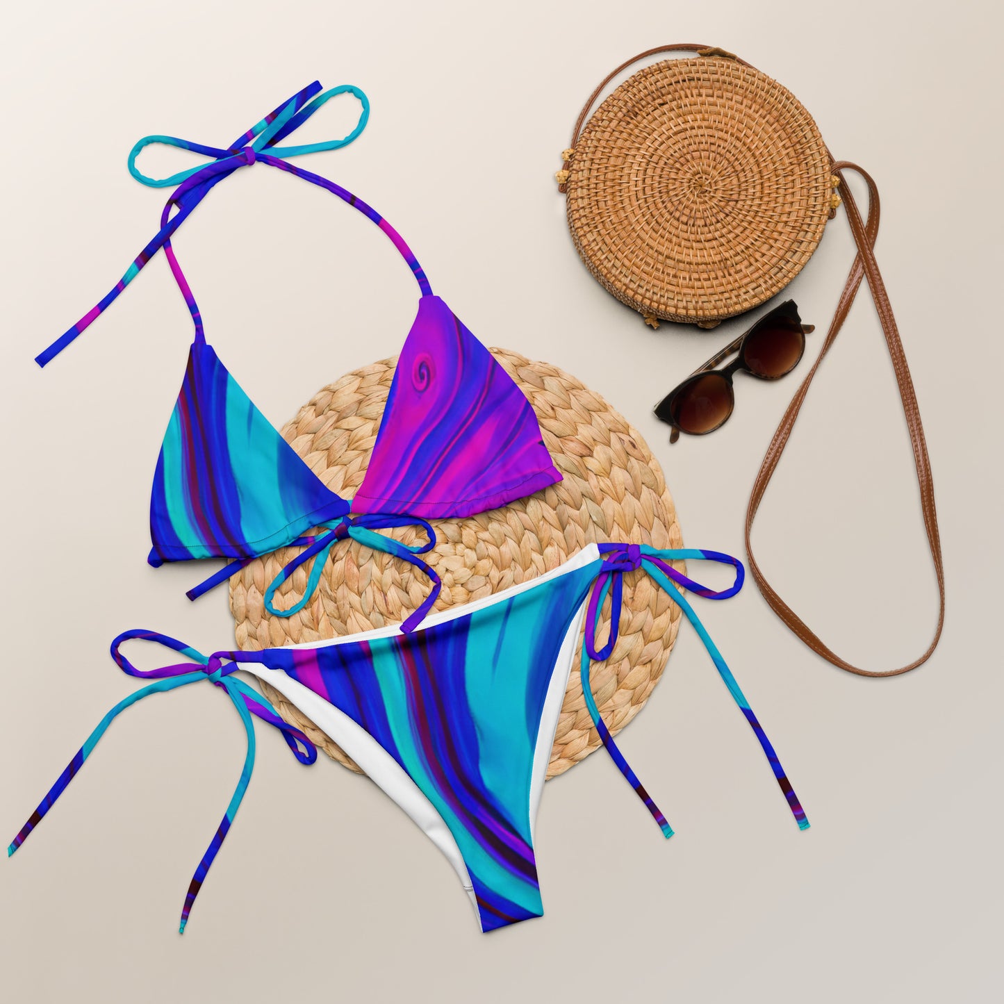 Gen AI All-over print recycled string bikini