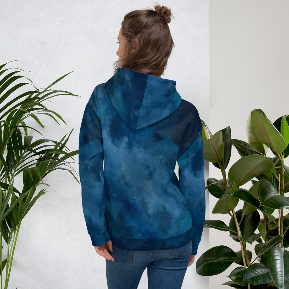 Water Colour Dark Blue Hoodie